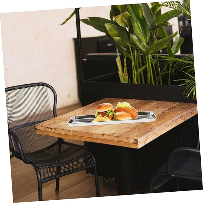 Stainless Steel Rice Noodle Dish Stainless Cookware Light Switch Surround Decorative Serving Tray Decor Tray Snack Serving Tray Breakfast Trays Rectangle Dinner Plates Pan Silver
