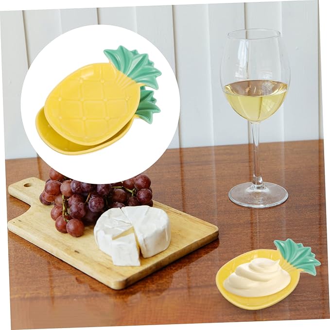 STOBAZA 2pcs Ceramic Pineapple Shape Dipping Dishes for Seasoning Stylish Appetizer Plates Home Kitchen Decor for Sauces and Condiments and Healthy Ceramic Material