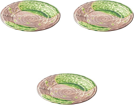 Set of 3, Rust Glazed Sunflower Flow 6.3 Round Plates, 7.7 x 1.1 inches (19.5 x 2.7 cm) | Medium Plate Ceramics Setomonohonpo