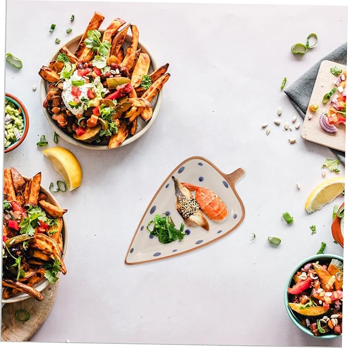Alipis Ceramic Leaf-shaped Snack Plates Hand-painted Appetizer Dishes for Sauces Desserts Salads Multi-use Serving Tray for Home Restaurant Compact Decorative Food Dish