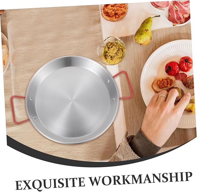 28cm Stainless Steel Snack Tray with Red Double Handles Decorative Serving Platter for Picnics and Parties Kitchen Tableware
