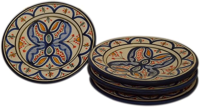 Moroccan Ceramic Plates Handmade Appetizer Tapas Serving Set Of 4 plates