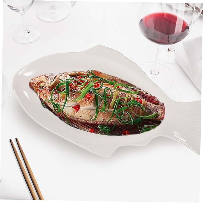 GLEAVI Fish Design Ceramic Plate Snack Storage Appetizer Dish Creative Tableware Restaurant and Home Decor