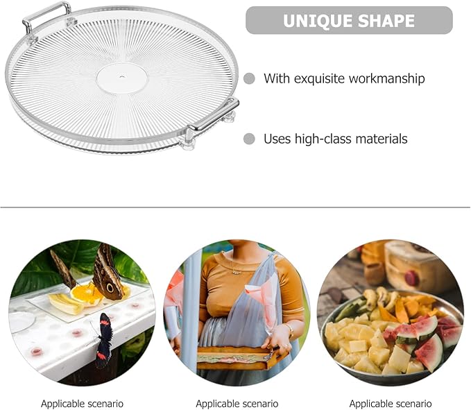 Decorative Tray with Silver Handle Round Serving Tray Coffee Table Clear Ottoman Countertop Organizer for Coffee Appetizer Breakfast Bathroom
