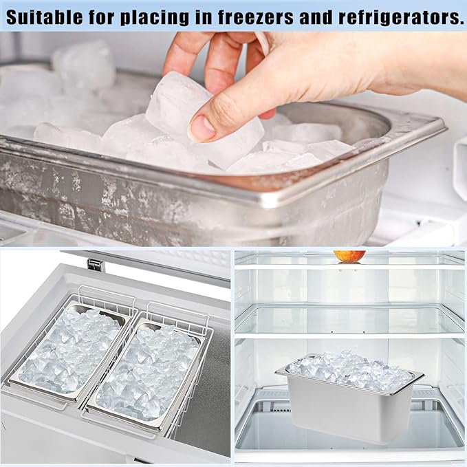 OwnMy 2PCS Ice Buckets for Parties, Stainless Steel Ice Bucket for Freezer, Metal Ice Cubes Bins Storage Container for Freezer, Wine Beer Drink Cooling Buckets for Beverage Cocktails Champagne