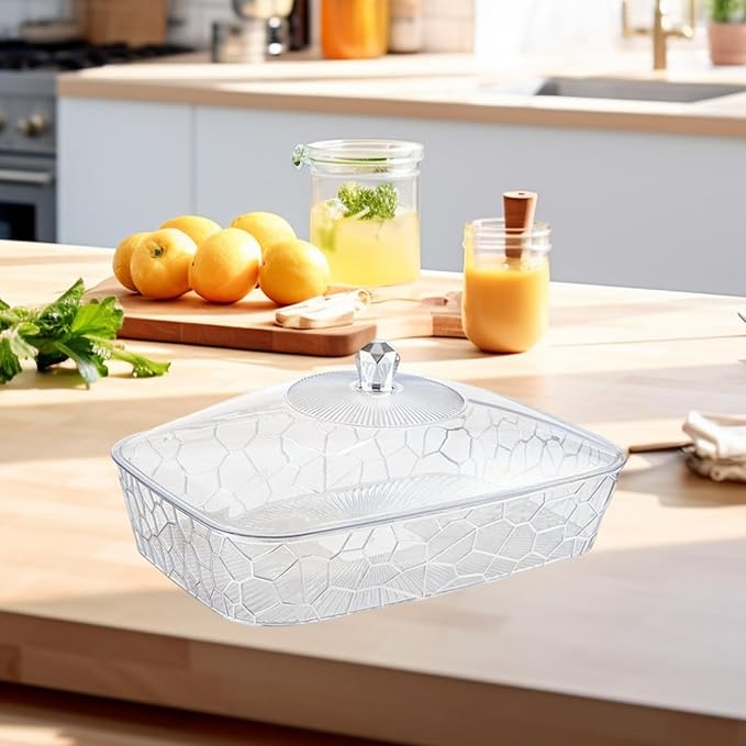 Serving Tray with Lid Fruit Tray Elegant Versatile Organizer Storage Container for New Year Wedding Birthday Celebrations, S