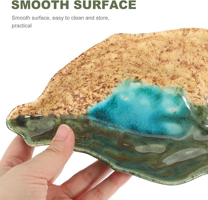 UPKOCH Oyster Shell Ceramic Serving Plate Irregular Design Multi-functional Dish for Snacks Desserts Fruits for Breakfast Afternoon Tea Easy to Clean for Home Restaurants