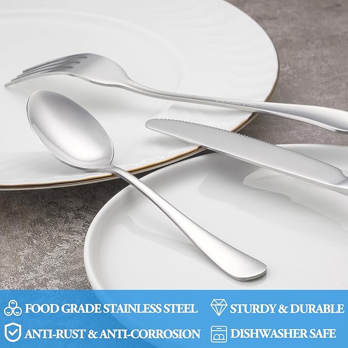 24 Pcs Teaspoons Set, Food Grade Stainless Steel Tea Spoons, Durable Small Spoons, Metal Dessert Spoon, Spoon Silverware for Home, Kitchen or Restaurant, Mirror Polished & Dishwasher Safe, 6.7-Inch