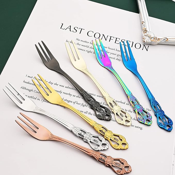 Elegant 32-Piece (4 Set) Retro Flatware Set, Stainless Steel Cutlery Set - Complete Eating Tableware Serving Set, Dishwasher Safe, Shiny Mirror Polish (Blue)