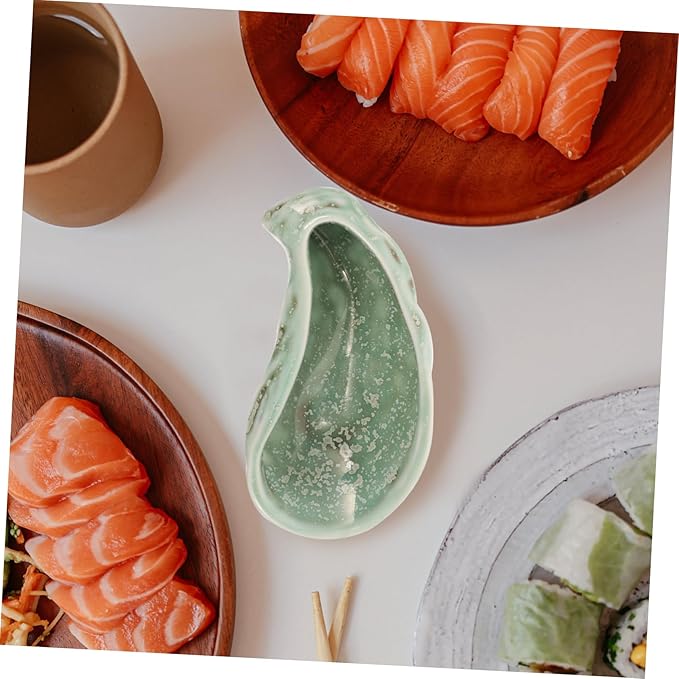 PRETYZOOM Oyster Shell Sushi Trays Ceramic Food Serving Plate Decorative Dinner Plates
