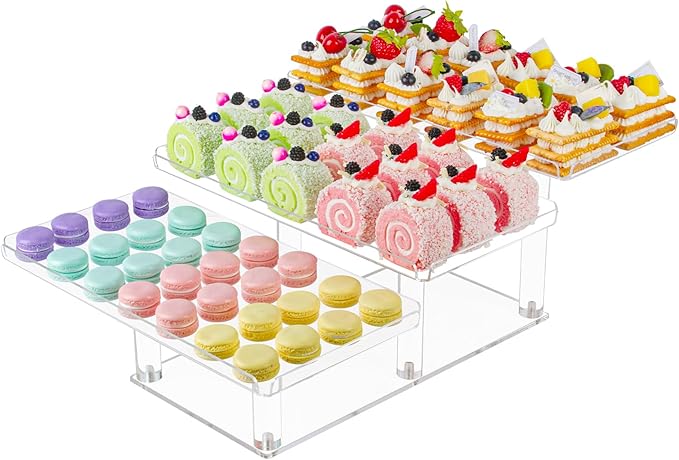 Boxalls Dessert Table Display Set 3 Tier, Clear Acrylic Stands for Cupcakes Dessert Pastry Food Treat, Tiered Buffet Risers Platter Serving Trays for Wedding Birthday Party