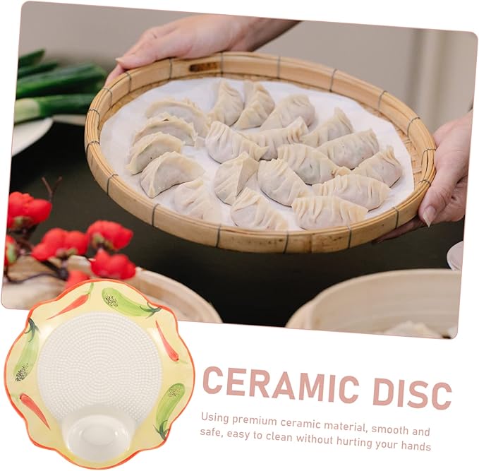Creative Ceramic Dumpling Plate Sauce Dish Large Non-Stick Divided Serving Tray for Home Use for Sushi Appetizers and Snacks