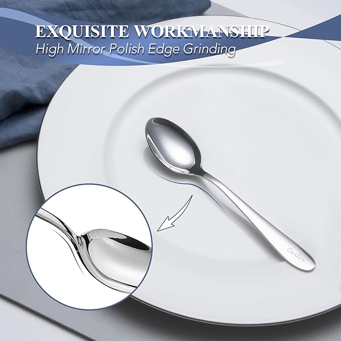 Personalized Teaspoons Set, 16-piece Custom Text Engraved Spoons Silverware, 18/0 Stainless Steel Dessert Spoons, Durable Small Spoon, 6.22 Inch Tea Spoon, Dishwasher Safe