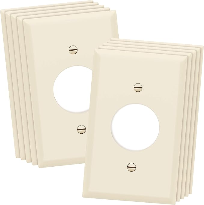 ENERLITES 1.406" Hole Single Receptacle Outlet Wall Plate, Size 1-Gang 4.50" x 2.76", Polycarbonate Thermoplastic, 8851-LA-10PCS, Light Almond