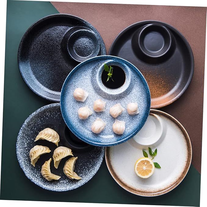 Round Ceramic Plate Serving Bowl Dipping Sauce Cup for Party and Dinner