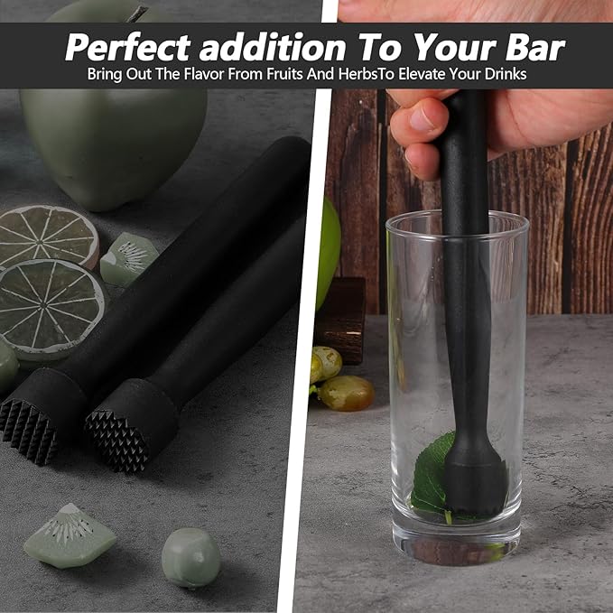 8 Pieces Plastic Muddler for Cocktails Durable Cocktail Muddler Set 8.14 Inch Bar Tools for lemonade, Mojito, Mint, and Fruits, Dishwasher Safe