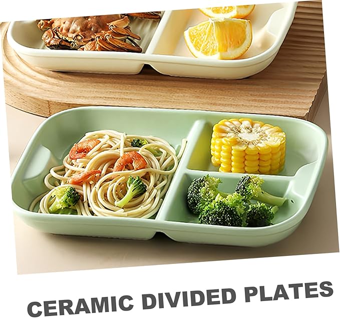 Amosfun Ceramic Divided Plate Compartment Food Container Elegant Breakfast Holder for Appetizers Multi Functional Dish for Outdoor Picnics and Easy to Clean Nordic