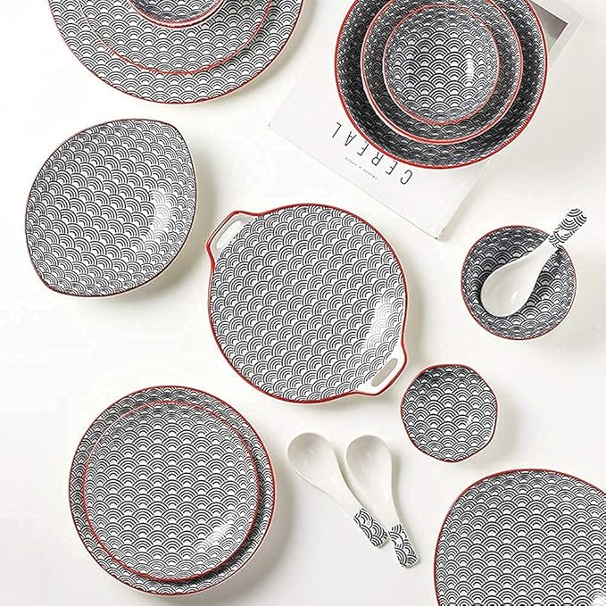 Plates Bowl Ceramic Dinnerware Set, 43 Piece for Party, Porcelain Combination Tableware Set