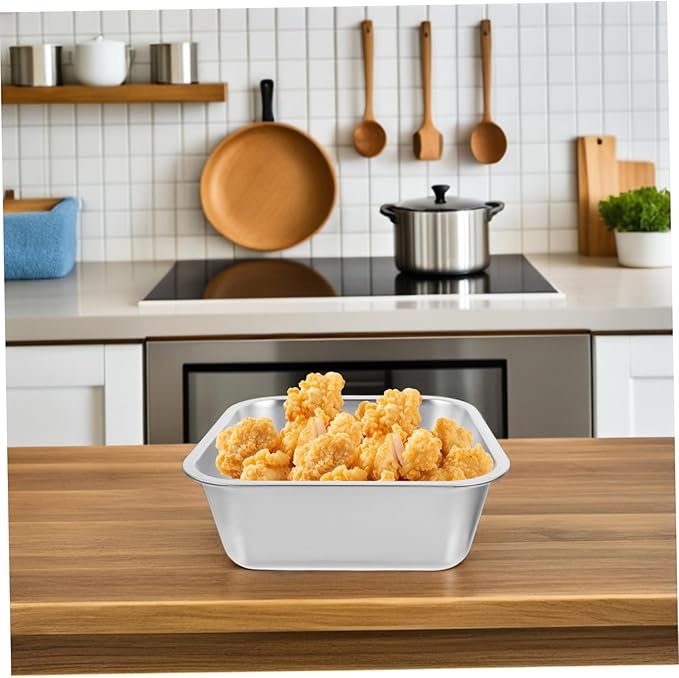 GLEAVI Versatile Round Serving Trays Stainless Steel Square Plate Easy Clean Design for Snacks