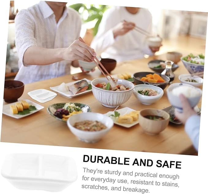 LIFKOME 2pcs Pure White Ceramic Snack Plate Condiment Plate Sauce Dishes Serving Tray Lid for Appetizers Birds Pets Charcuterie