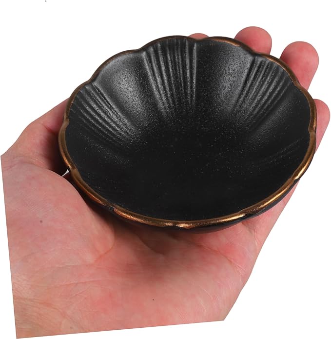 GLEAVI 2 pcs Ceramic Sauce Dish Black Appetizer Plates for Dipping Condiments for Home Restaurants and Catering Elegant Design for Fruits Nuts and Sauces