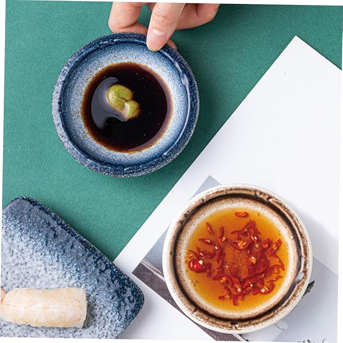 ABOOFAN 5Pcs Ceramic Dipping Bowls Set Assorted Sauce and Condiment Dishes Small Seasoning Plates for Appetizers Kitchen Decor