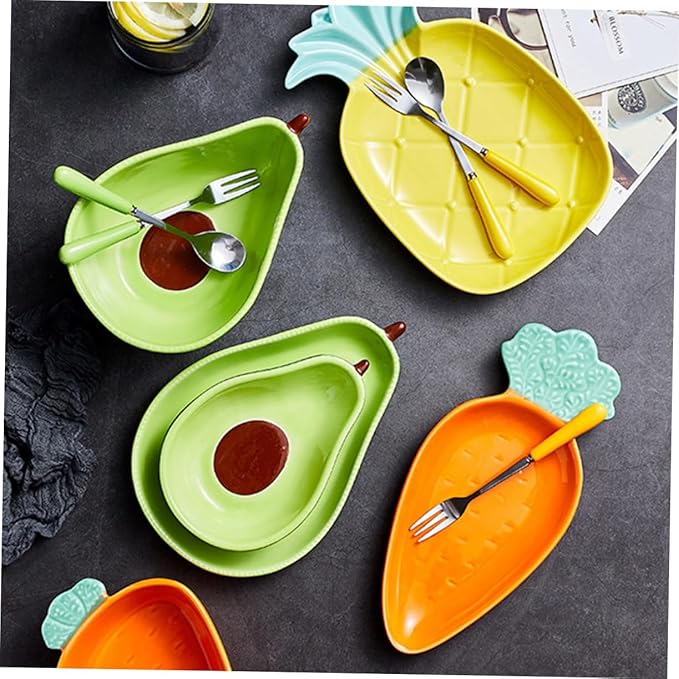 Avocado Shape Ceramic Appetizer Plate Food-Safe Microwave Safe Cute Design for Snacks Desserts Fruits Creative Tableware for Parties and Gatherings