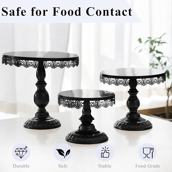 Set of 9 Cake Stands Metal Cupcake Stand Set Multiple Styles Candy Fruit Display Tower Dessert Plate Cake Serving Tray for Birthday Party Wedding Anniversary Baby Shower Engagement (Black)