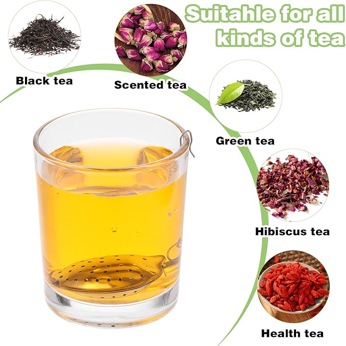 50 Pcs Stainless Steel Heart Shaped Tea Infuser, Loose Leaf Steeper with Mesh Filter and Extended Chain Hook for Cup Bottle Tea Party, Silver