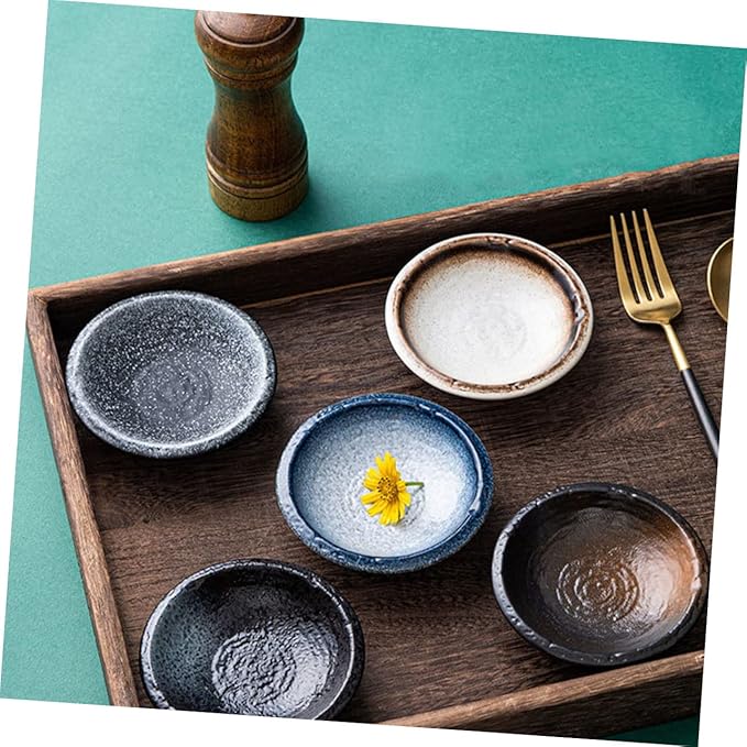 5pcs Ceramic Dipping Plates Condiment Bowls for Plate Sauce Dishes Appetizer Serving