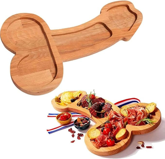 Bachelorette Party Decorations, Wood Hen Aperitif Board Cutlery Tray Bachelorette Party Naughty Plate Fruit Tray Appetizer Plate for Bridal Shower Party Supplies,S