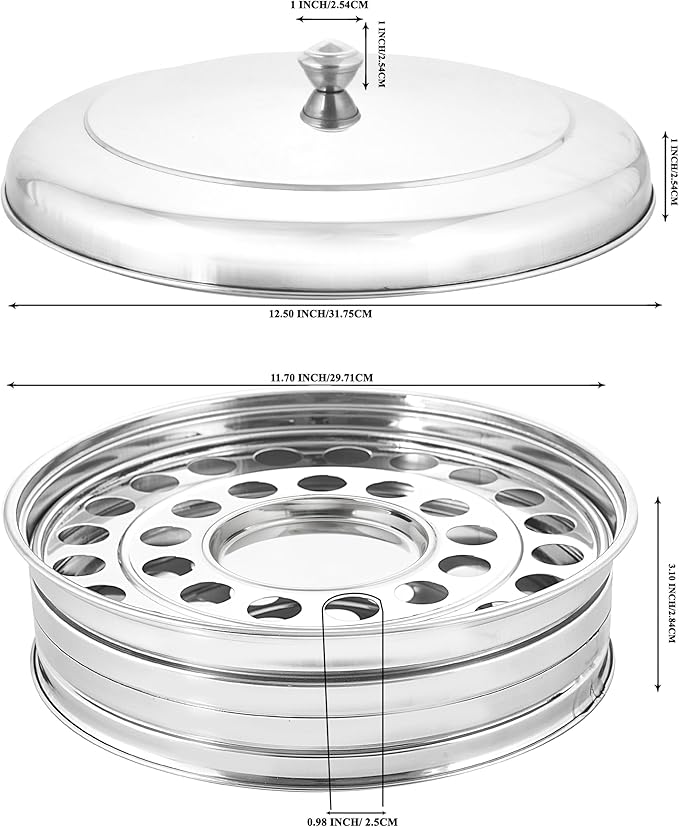 VJR Communion Tray Set with Bread Plate & Cover – Polished Stainless Steel Drink Serving Set – Church Communion Plates and Tray Set