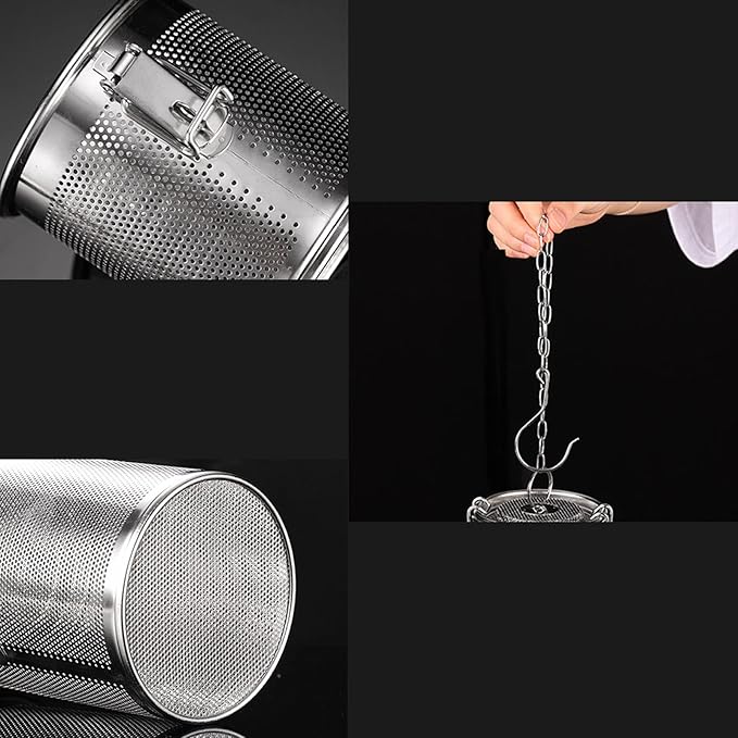 TOPINCN Stainless Steel Filter, Multipurpose High Temperature Easy Slag Filtering Stainless Steel Seasoning Bag Fine Mesh for for Home (1.3L)