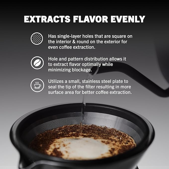 Able KONE compatible with Chemex: The Original Reusable Black Titanium Coffee Filter