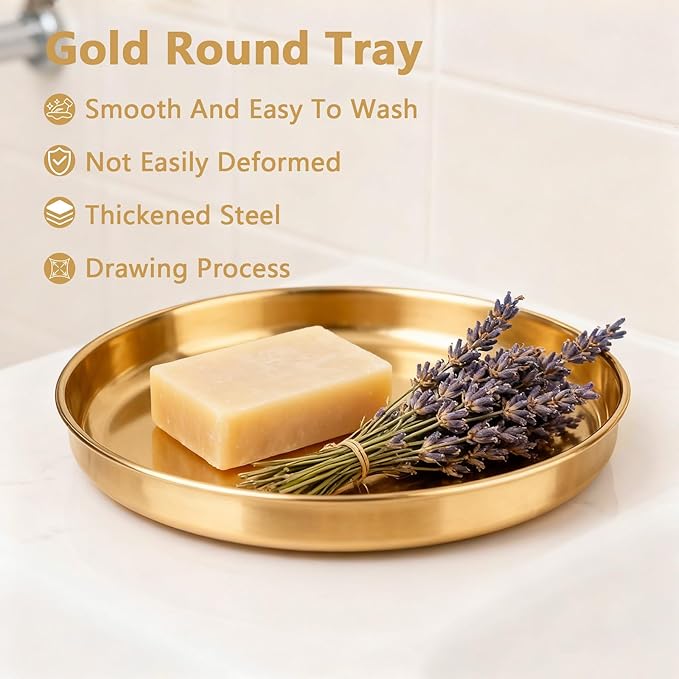 Gold Round Serving Tray, 12", 1 Pack