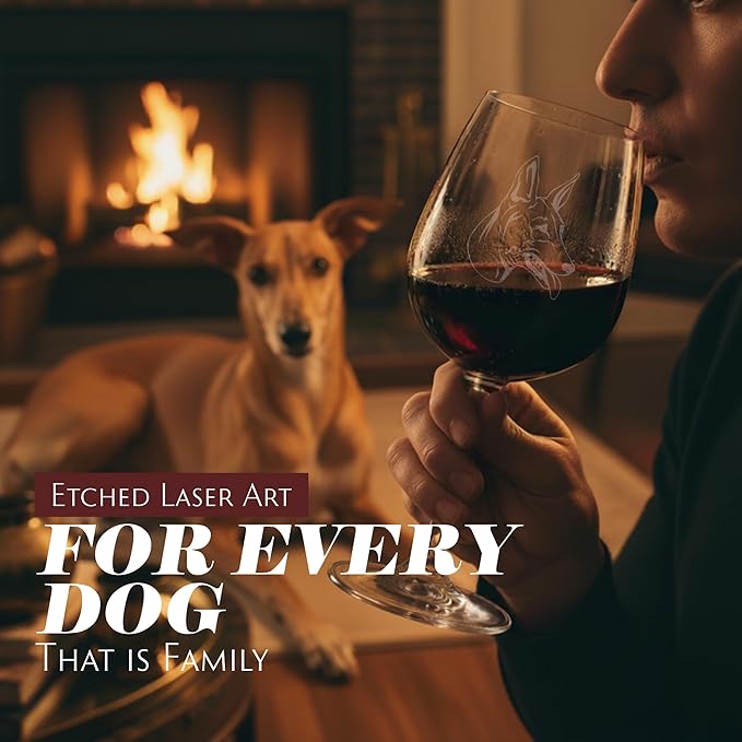 Etched Laser Art Personalized Dog Themed Etched Wine Glass - Custom Dog Breed Wine Glasses, Ideal for Pet Lovers, Unique Birthday Gift for Men & Women, Personalized Gift - Pharaoh Hound, 12.75 oz