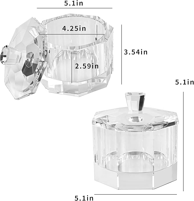 Crystal Candy Dish with Lid Hand-Cut Home Decorative Jewelry Box/Jar W 5" x H 5" with Multi-faceted, Comes With Gift Box