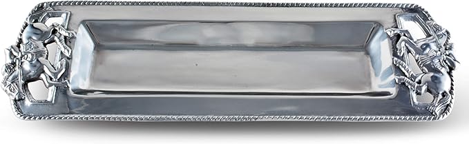 Arthur Court Metal Aluminum Thoroughbred Horse Oblong Serving Silver Tone Party Tray Equine Décor 18 inch x 6 inch