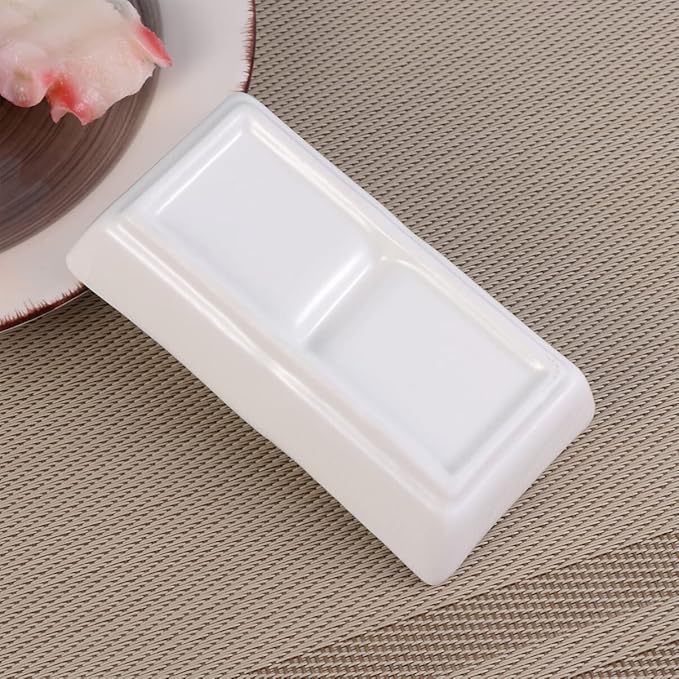 Kichvoe 2-Compartment Ceramic Snack Dish Divided Sauce Plates Appetizer Serving Tray for Soy Sauce Vinegar Ketchup Condiments 4.72X2.75In Ideal for Home Kitchen Gatherings