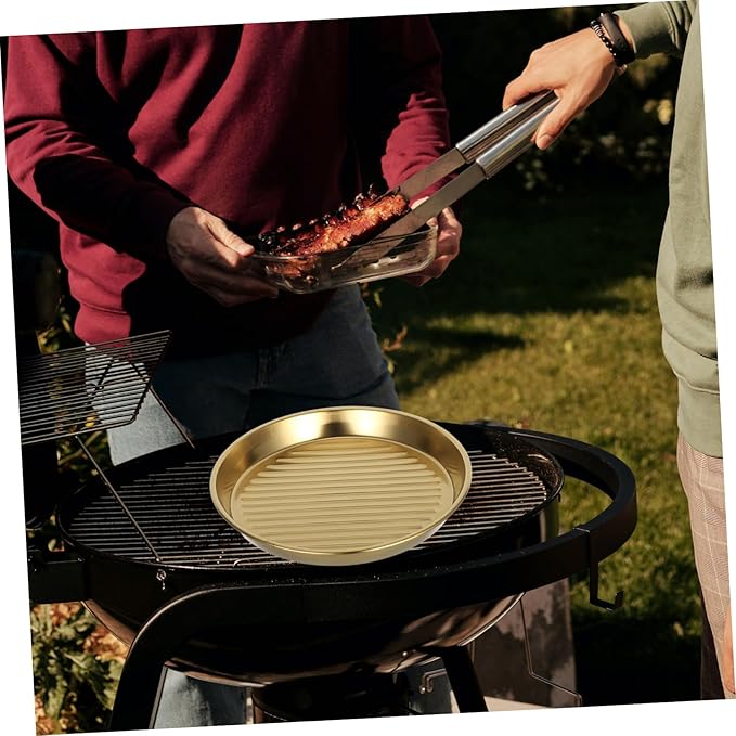 GLEAVI Stainless Steel Snack Plate 20cm Grilled Meat Dish Versatile Plate for Seafood Steaks Ideal for Camping Birthdays