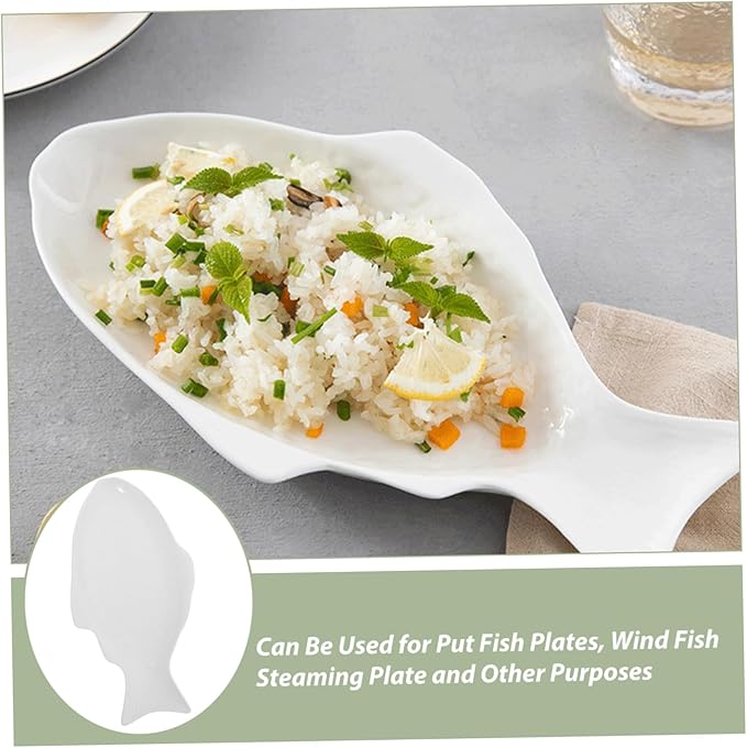 VALICLUD Creative Fish Shaped Ceramic Plate White Multi Function Snack Serving Dish for Home Dining Restaurant Party Use