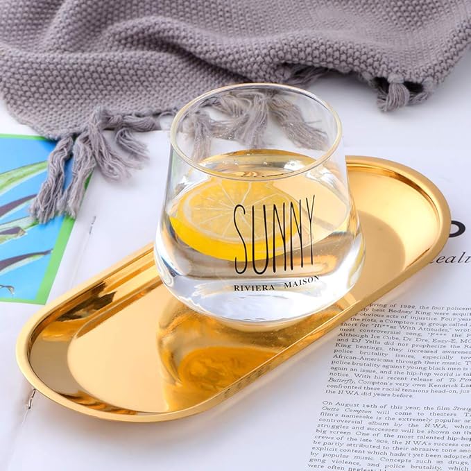 Buyer star Gold 2PCS 9inch Stainless Steel Oval Tray Fruit Trays Storage Tray Dish Plate Cosmetics Jewelry Decorative Organizer