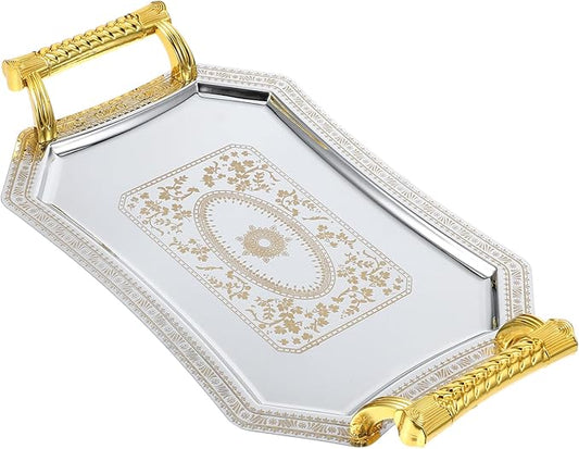 VOSAREA Elegant Carved Fruit Serving Tray Snack Dish Dessert Plate Food Tray for Desktop Wedding Fruit