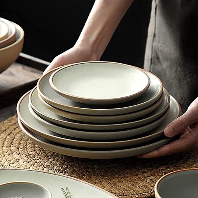 Plate and Bowl Setstoneware Dinnerware Sets, Ceramic Dinnerware Sets, 25 Piece Matte Finish Porcelain Bowls and Plates Sets | Kitchen Tableware Dinner Set Service for 6