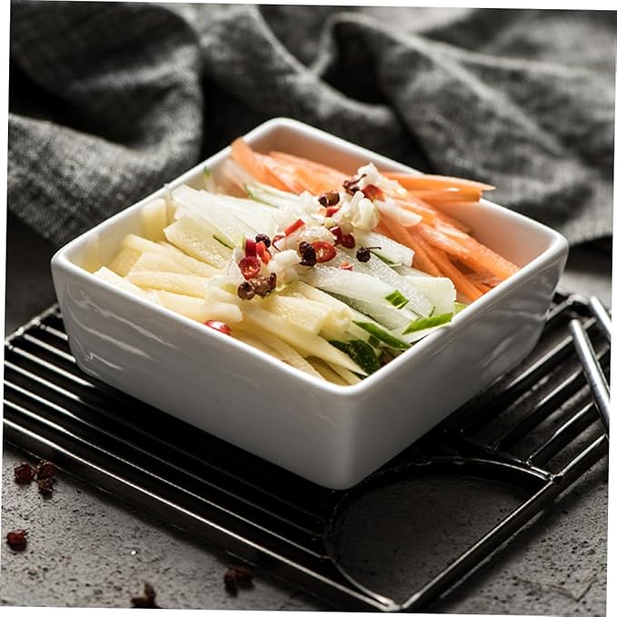 2Pcs Mini Ceramic Square Sauce Dishes Practical Appetizer Plates for Condiments High Thermal Stability Non Slip Base for Home Restaurant and Hotel Use