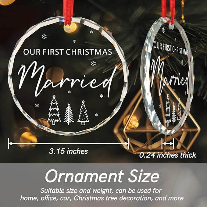 Wedding Gifts for Couple Our First Christmas Married Mr and Mrs Gift Newly Wed Gifts for The Couple Just Married Gift Christmas Tree Decoration Glass Round Ornament