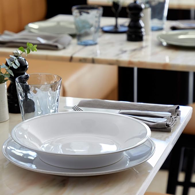 Costa Nova Ceramic Stoneware 5-Piece Place Setting Service for 1 - Friso Collection, White | Microwave & Dishwasher Safe Dinnerware Set | Food Safe Glazing | Restaurant Quality Tableware