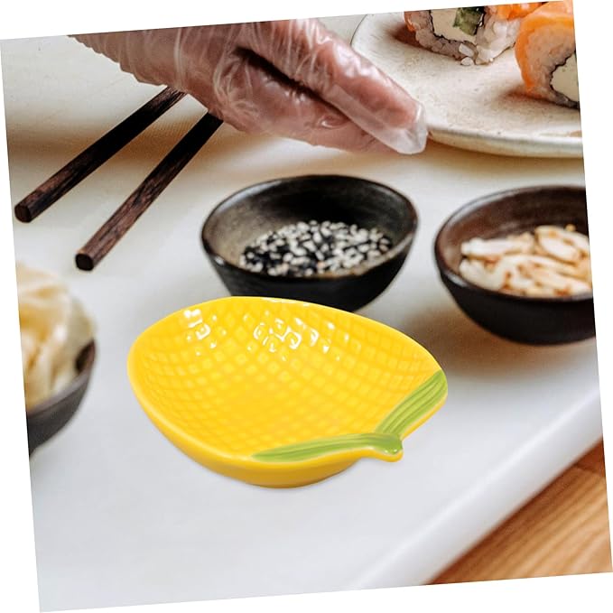 Ceramic Corn Dish for Dipping Sauce Appetizer Plate Unique Serving Tray