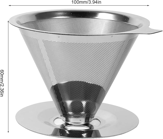 Pour over Coffee Dripper, Double Layer Mesh Filter Cup Stainless Steel Coffee Filter Reusable Dripper for Single Cup Brew