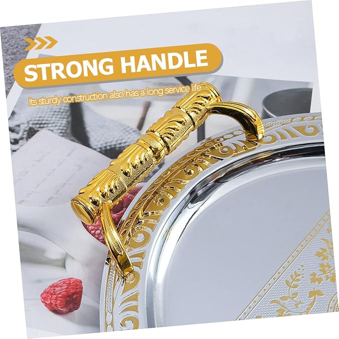 LIFKOME Elegant Oval Serving Tray Metal Snack Fruit Tray Desktop Dried Fruit Plate